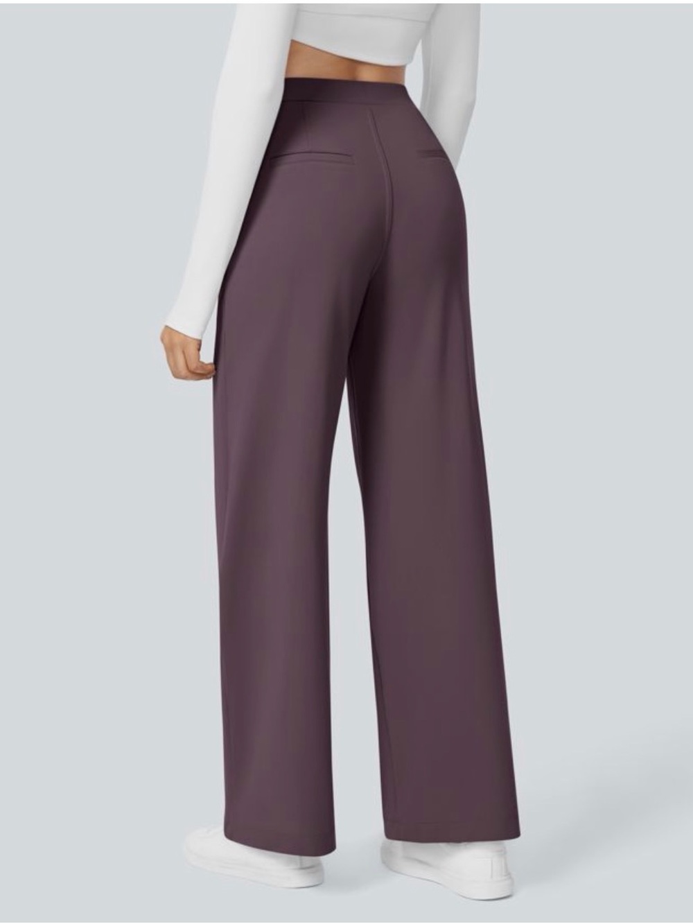 HALARA Wide-Leg High-Rise Pants in Plum